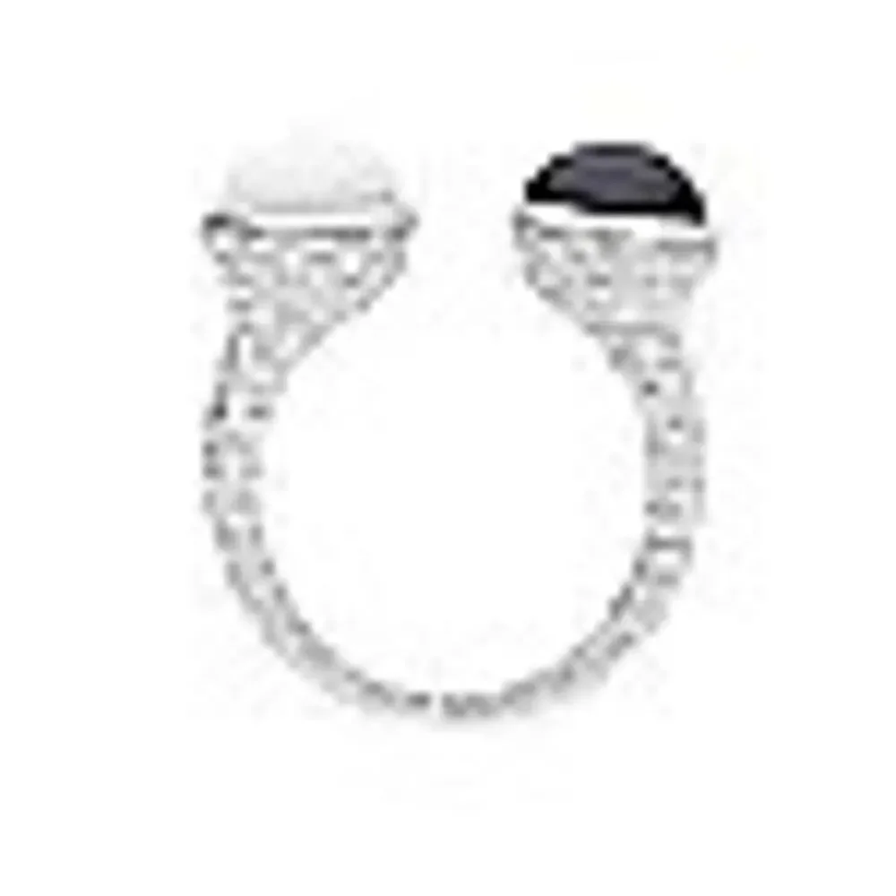 ARIVA Sterling Silver Mother of Pearl & Onyx Cuff Ring Sz 5